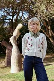 Tulip Embroidered Cardigan