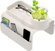 Couch Cup Holder Tray, Silicone Sofa Couch Cup Holder, Sofa Armrest Tray with Side Pockets, Easy to Install Silicone Armchair Cups Holders, Dirt Resistant Silicones Couchs Arm Trays. (White)
