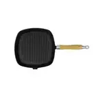 20cm Cast Iron Grill Pan Wooden Hand;e Steak Frying Non Stick Skillet Round B...