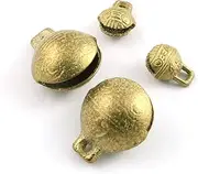 PZRT 4pcs Pet Bell Dog Collar Bells, Vintage Brass Cat Collar Bells, Pet Anti-Lost Bells (2pcs 11mm + 2pcs 20mm)