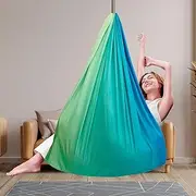 FwQoFvk Double Layer Kids Sensory Swing Holds up to 200 lbs, Comfortable Indoor Cuddle Swing with 360° Swivel Hardware, Kids Swing Hammock for Children Adults Indoor Outdoor
