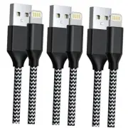 3Pack Car iPhone Charger Cable 10FT MFi Certified Lightning Cable Nylon