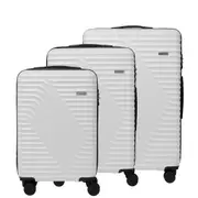 Milano Atlantis Luggage 3 Piece Set TSA Lock Luxury Hard Case Travel Suitcase White