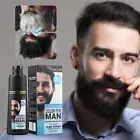 1/2PK Men 2 in 1 Beard Mustache Natural Hair Color Shampoo Permanent Black Dye