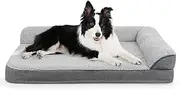 Sivomens Dog Bed for Medium Large Dogs, Egg Crate Foam Orthopedic Dog Bed with L-Shaped Bolster Removeable Bed Cover, Non-Skip Washable Faux Plush Raised Dog Bed Sofa Mattress Headrest L