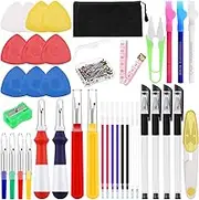 Tanstic 134Pcs Seam Ripper with Tailors Chalk Set, Seam Rippers with Tailor’s Chalk, Heat Erase Pens with Refills, Sewing Fabric Pencils, Sewing Pins, Scissors, Ruler, Storage Bag for Sewing Seams