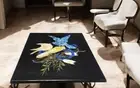 18" Square Black Marble Coffee Table Top Lapis Stone Birds Arts Housewarming Dec