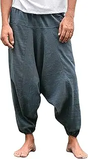 [Generic] Men's Casual Drawstring Harem Pant Casual Hippie Pants Men Soild Aladdin Drop Crotch Boho Yoga Trousers
