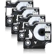 4PK 1/2" Black on White 45013 Tape for Dymo D1 LabelMananger 210D Label Maker
