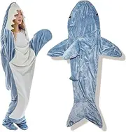 [ROCOTT] Shark Blanket, Shark Wearable Blanket Adult, Shark Blanket Hoodie Adult,Super Soft Cozy Flannel Hoodie (Size : 82.7inX35.5in(XL) for Adults a Height of 175-195cm)