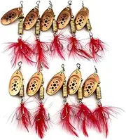 Spinner Lures Metal Bait Sequins Spinner Fishing Lures Lifelike Fishing Bait Crankbaits Set for Outdoor Red 10PCSMetal