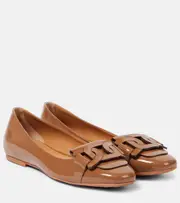 [Tod's] Tod's Kate patent leather ballet flats AU 6 brown