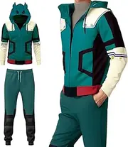 [BIUTEY] Anime Mha Hoodie and Sweatpants Midoriya Izuku Cosplay Hooded Pullover Sweatsuit Jogger Men's Tracksuits 2 Piece Set