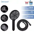 Decaura Hand Held Shower Head and 1.5m Shower Hose Round Black 3-Mode Spray