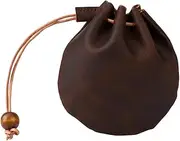 [GORGECRAFT] 116 x 118 x 16 mm Small Coin Purse Mini Bag Made of Genuine Leather with Drawstring Vintage Leather Mini Change Bag Saddle Brown Small Purse with Drawstring for Men and Women for Storage