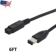 PTC 6-FT IEEE-1394B Firewire 800 9-Pin Male to 4-Pin Male Cable, Gold, Black