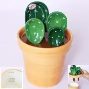 Cactus Ceramic Measuring Spoons Set in Pot for Baking Salt Sugar