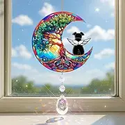 Dog Angel Memorial Suncatcher for Windows Hanging, Tree of Life Sun Catcher, Pet Sympathy Gift to Memorialize The Loss, Unique Angel Dog Statue Suncatcher