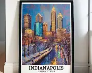 Indianapolis Travel Posters Canal Walk Art Collection Indianapolis Skyline