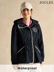 Joules Holt Navy Blue Waterproof Packable Raincoat with Hood (B78931) | $150