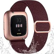 Odbeai Stretchy Bands Compatible with Fitbit Versa 2 / Versa/Lite/SE Bands for Women Men, Water-Resistant Adjustable Elastic Nylon Solo Loop Soft Sport Replacement Wristbands Strap