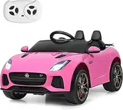 HONEY JOY Ride on Car, 12V Licensed Jaguar F-Type SVR Battery Powered Ride on Toy w/Remote Control, Front/Rear Lights, MP3, Music, 3 Speeds, Spring Suspension, Electric Vehicle for Kids (Pink)