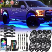 12x RGB LED Pods Rock Light Underbody Glow Neon Lamp Bluetooth Music Control US