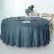 BLUE 108" Round Premium FAUX BURLAP POLYESTER TABLECLOTH Wedding Linens