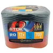 TDK CD-R 80 min 700MB 20 STACK Disks Certified Plus Computer Writers 12X - NEW