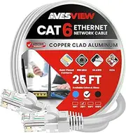 CAT 6 25 Foot Ethernet Cable, Indoor High-Speed 10Gbps Snagless Long CAT6 25 FT Ethernet Cable for Internet, Router, Modem, Computer, PlayStation, Xbox, POE Camera, Printer - White (25 Feet)