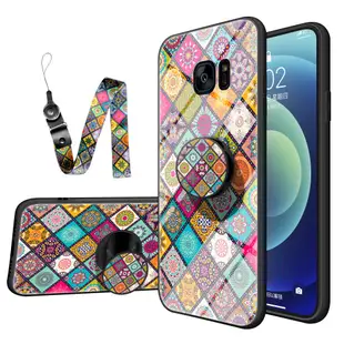 花紋 三星 Galaxy S7 Edge 手機殼 保護殼 防摔 s7 手機套 彩繪鋼化玻璃背蓋 矽膠軟邊 保護套 外殼
