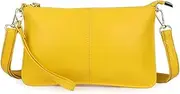 [ROUROU] Genuine Leather Shoulder Bag for Women Retro Crossbody Bag Wristlet Clutch Bag Casual Handbag