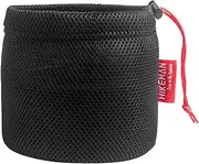 Camping Pot Bag, Camping Cookware Mess Kit Bag, Kitchen Cutlery Organizer with Drawstring, Black Nylon Mesh Outdoor Cookware for BBQ Fishing 22x25cm Pots Storage, Black, Black