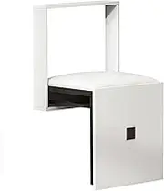 Modern White Leather Wall-Mounted Folding Stool, 300kg Capacity, Folded: 39.5 x 43.5 x 7.5 cm, Unfolded: 69.5 x 36.5 x 35.5 cm (Type-a)