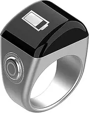 zolyet Tasbih Prayer Counter, IP7 Ring, 5 Prayer Time Reminder,O Display,Cus Count Setting,Counter,Muslim All Ages 18 20 22mm Silver 20mm