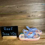New Little Kids Reef Ahi Blue Striped Thong Sandals Flip Flops Size 10 C