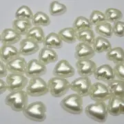 500 Ivory Heart Half Pearl Bead 8X8mm Flat Back Scrapbook Craft