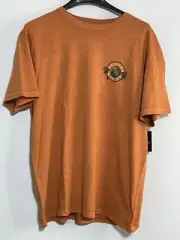Brixton MFG CO Logo Graphic T-Shirt Medium Orange Short Sleeve Crewneck