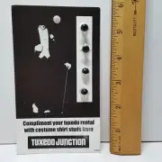 Vintage Tuxedo Junction Men's Black & Silver Costume Tuxedo Shirt Studs 4 Pack
