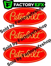 Custom Red Gold SS Peterbilt 359 Grille Hood Emblem Decals Triaxle Custom logo
