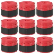 9 Pack Tennis Racket Grip Tape with Hole 43.3" Non-Slip Absorb Sweat Red