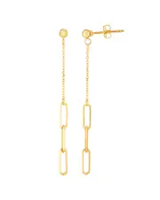 14K Italian Gold Polished Paperclip Drop Earrings