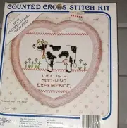 New Berlin Counted Framed Cross Stitch Kit Life is a Moo-ving Experience Cow