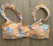 Aerie Offline Swim Floral Padded Scoop Bikini Top XL Orange