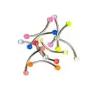 10 Pack 16 Gauge Snake Eye Tongue Ring Jewelry Glow In The Dark Beads Long shaft