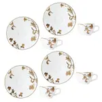 Bernardaud Vegetal Or Espresso Cup & Saucer, Set of 4