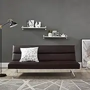 Naomi Home Zoe Futon Sofa Bed Faux Leather Futon Couch Modern Convertible Folding Sofa Bed Couch with Chrome Legs, Reclining Mini Couch, Leather Futon Small Couch for Bedroom Living Room Espresso