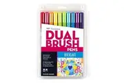10pc Tombow Dual Brush Fine Pen Marker Water-Based Sketching Drawing Set Bright