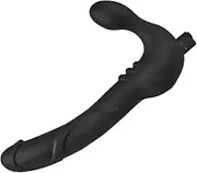 Strapless Strap on Dildo【New Version】Strong Silicone Dual Vibrators Penis with 10 Speed,Rechargeable G-Spot Cock Double Ended Dildos Adult Sex Toys for Couples/Women Clitoris/Vaginal/Anal Play-Black