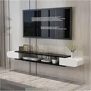 Floating TV Unit Modern Floating Wall Mounted 55/63/70.8 Inch TV Console with Open Storage Shelf, Space Saving Decorative Contemporary Media Storage Rack Floating TV Console (Color : Black+White, S